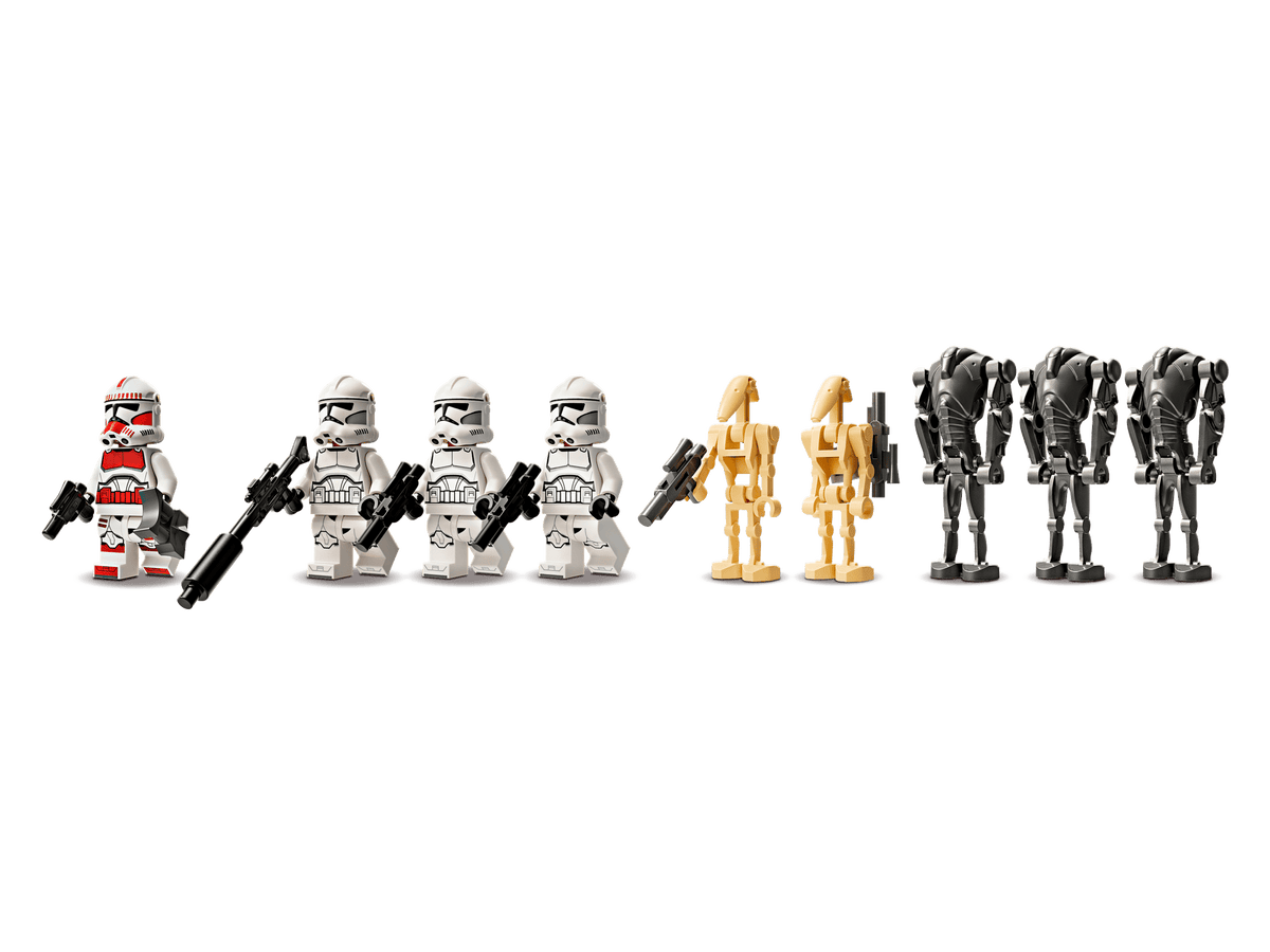the 9 minifigures lined up